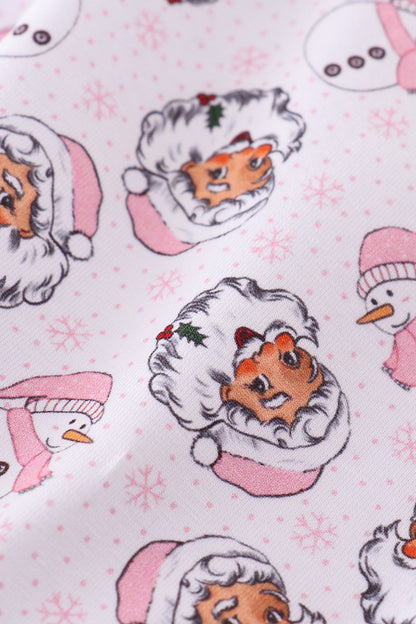 Christmas Santa Claus Print Pink Women’s Pajama Pants