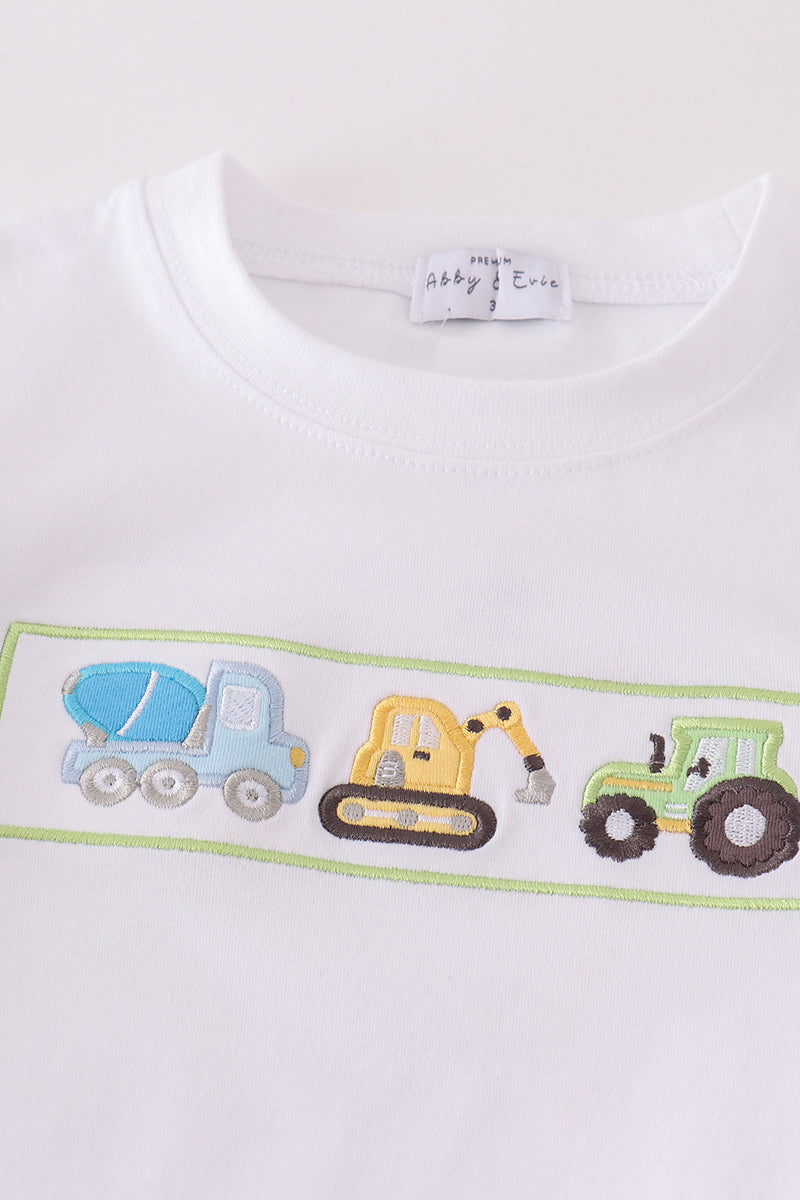 Construction Crew Embroidered Green Boy Set