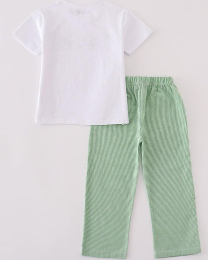 Construction Crew Embroidered Green Boy Set