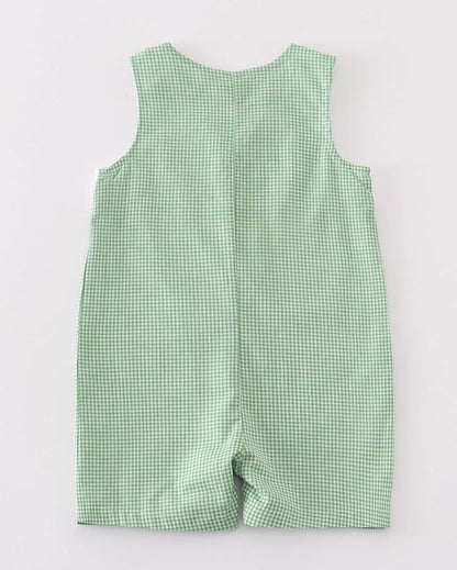 Construction Crew Embroidered Green Gingham Jon Jon