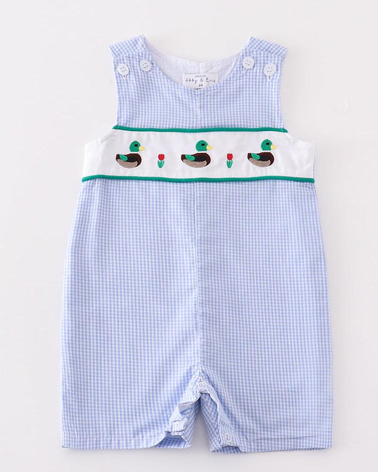 Blue Duck Embroidered Boy Gingham Jon Jon