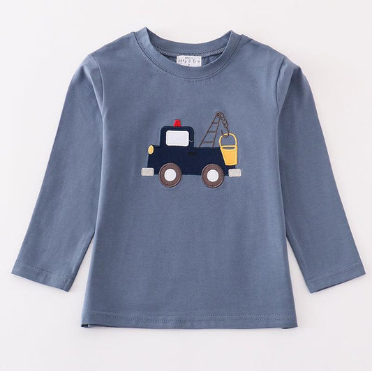 Crane Truck Applique Boy Top