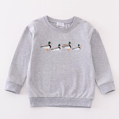 Grey Duck Embroidered Sweatshirt