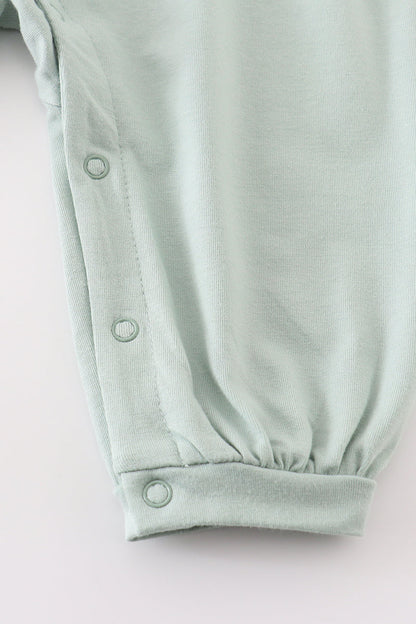 Cow Embroidered Sage Boy Romper