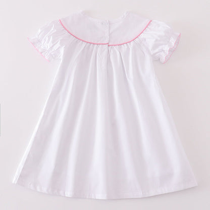 Valentine Heart Embroidered White Dress