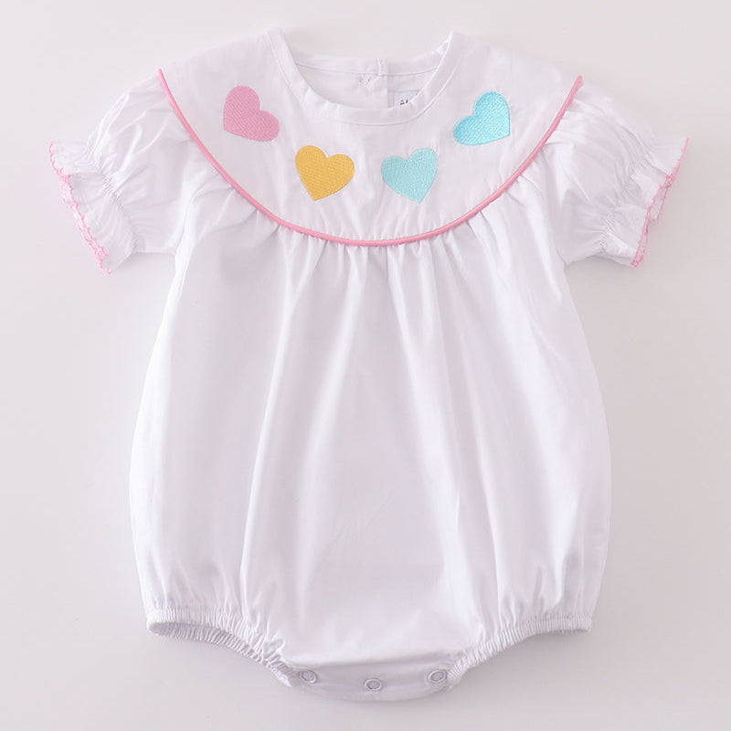 Valentine Heart Embroidered White Bubble