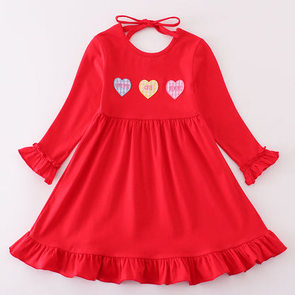 Valentine Candy Heart Applique Red Dress