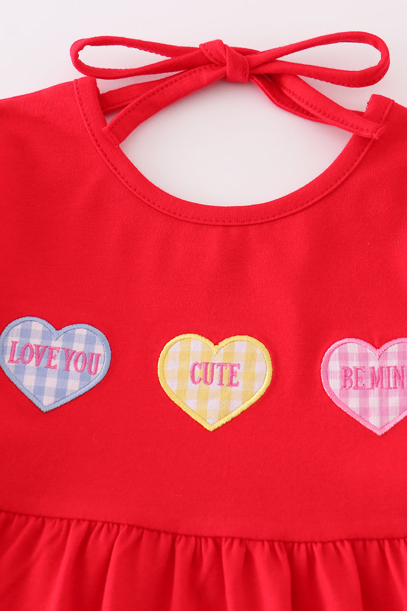 Valentine Candy Heart Applique Red Dress