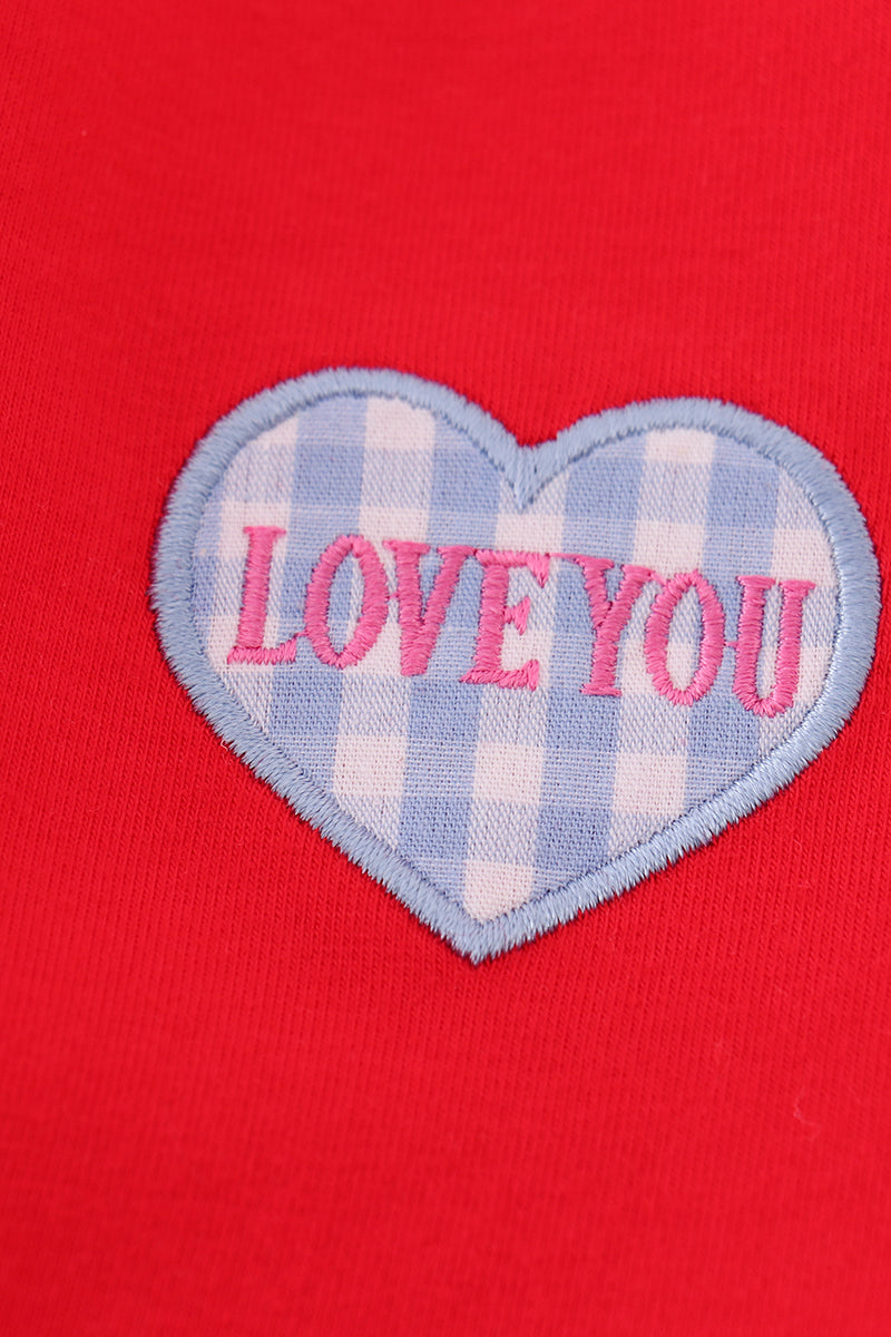 Valentine Candy Heart Applique Red Dress