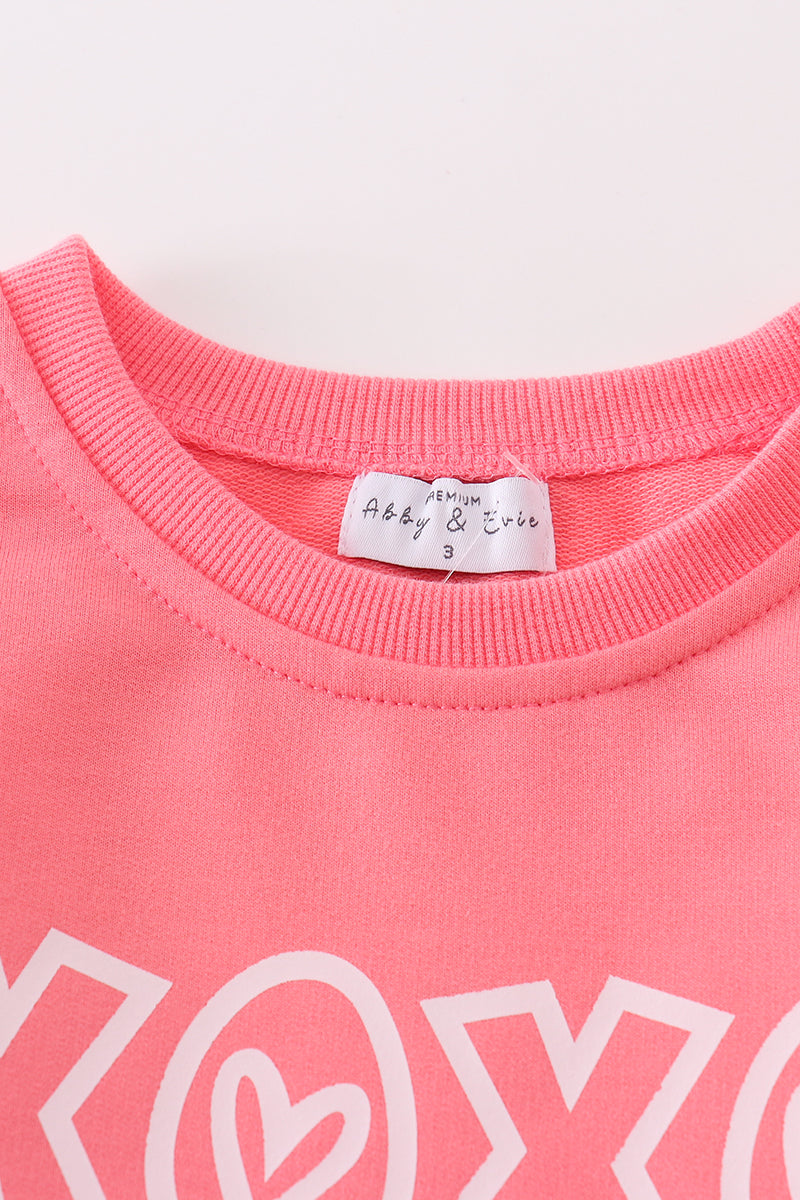 Valentine XOXO Print Pink Girl Sweatshirt