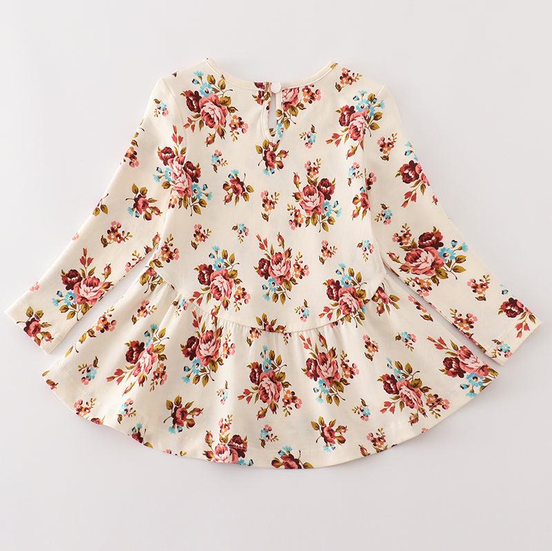 Ziva Rustic Floral Print Ruffle Dress