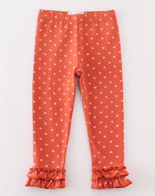 Ziva Rust Polka Dot Ruffle Pants