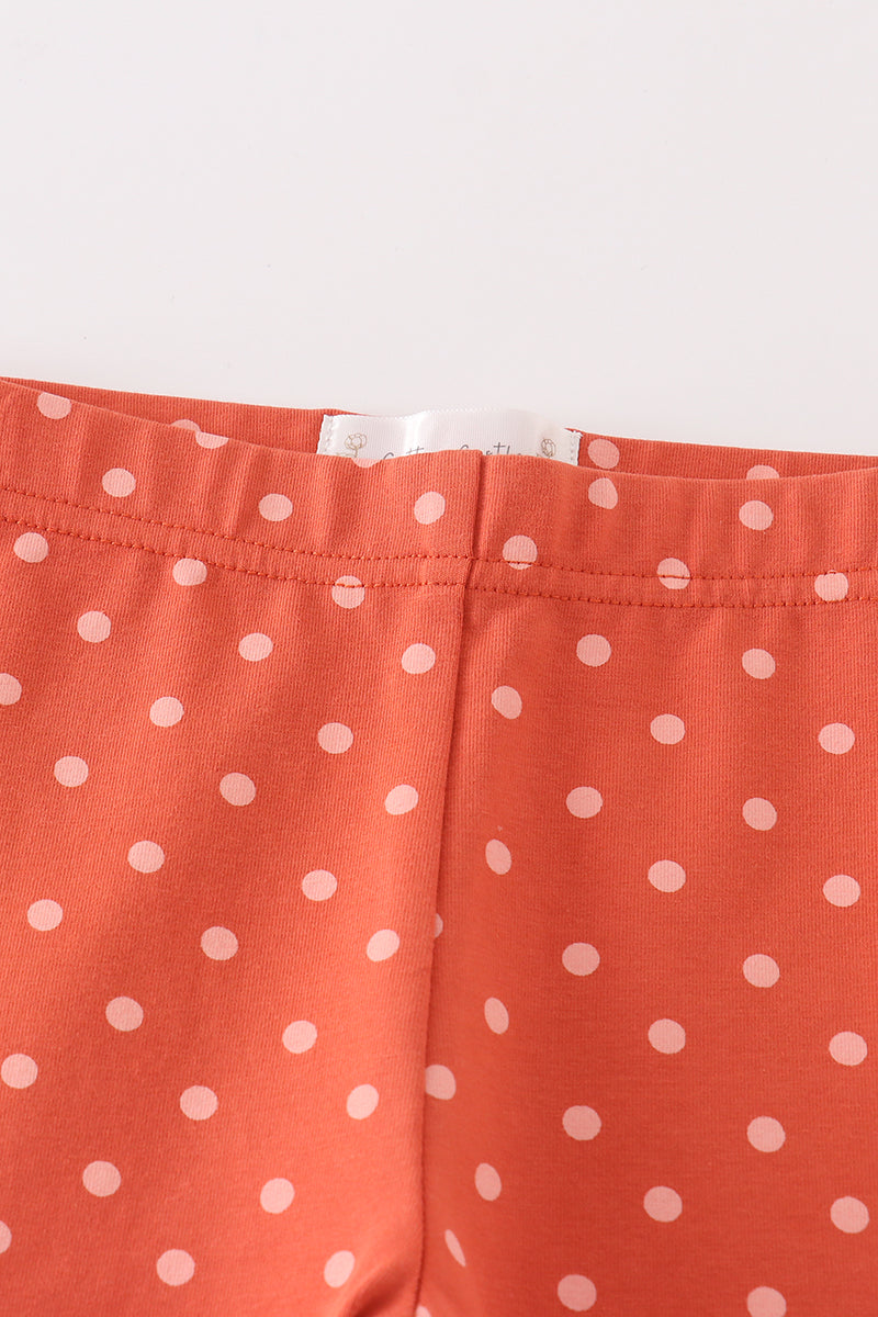 Ziva Rust Polka Dot Ruffle Pants