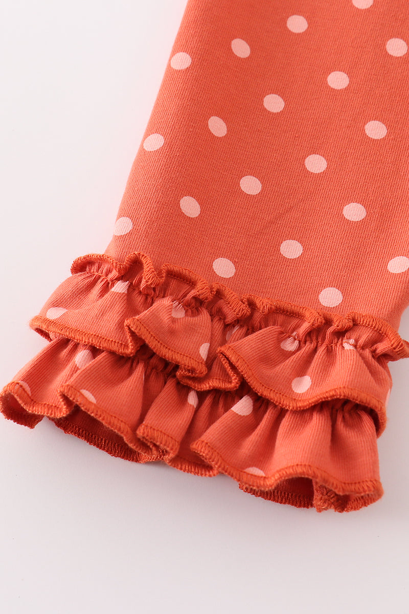 Ziva Rust Polka Dot Ruffle Pants