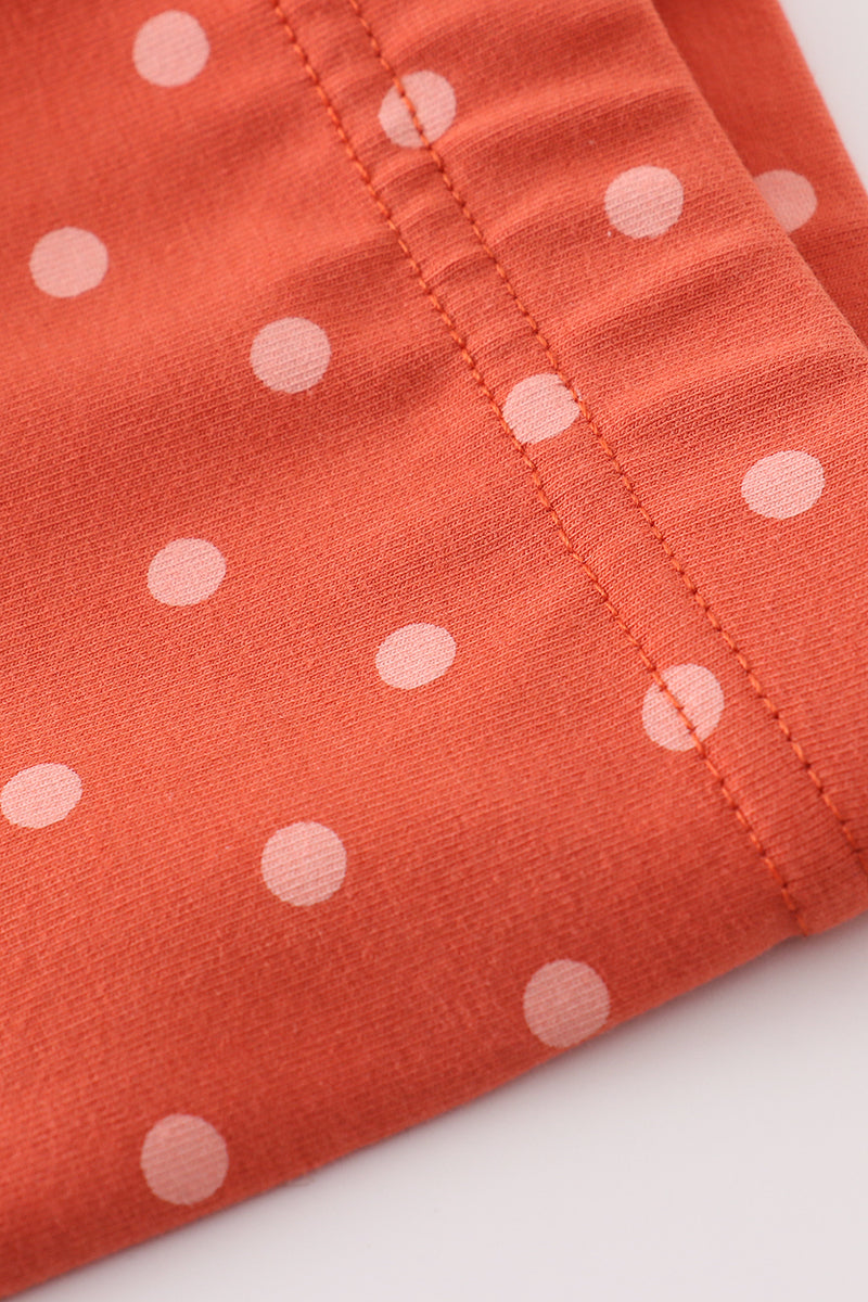 Ziva Rust Polka Dot Ruffle Pants