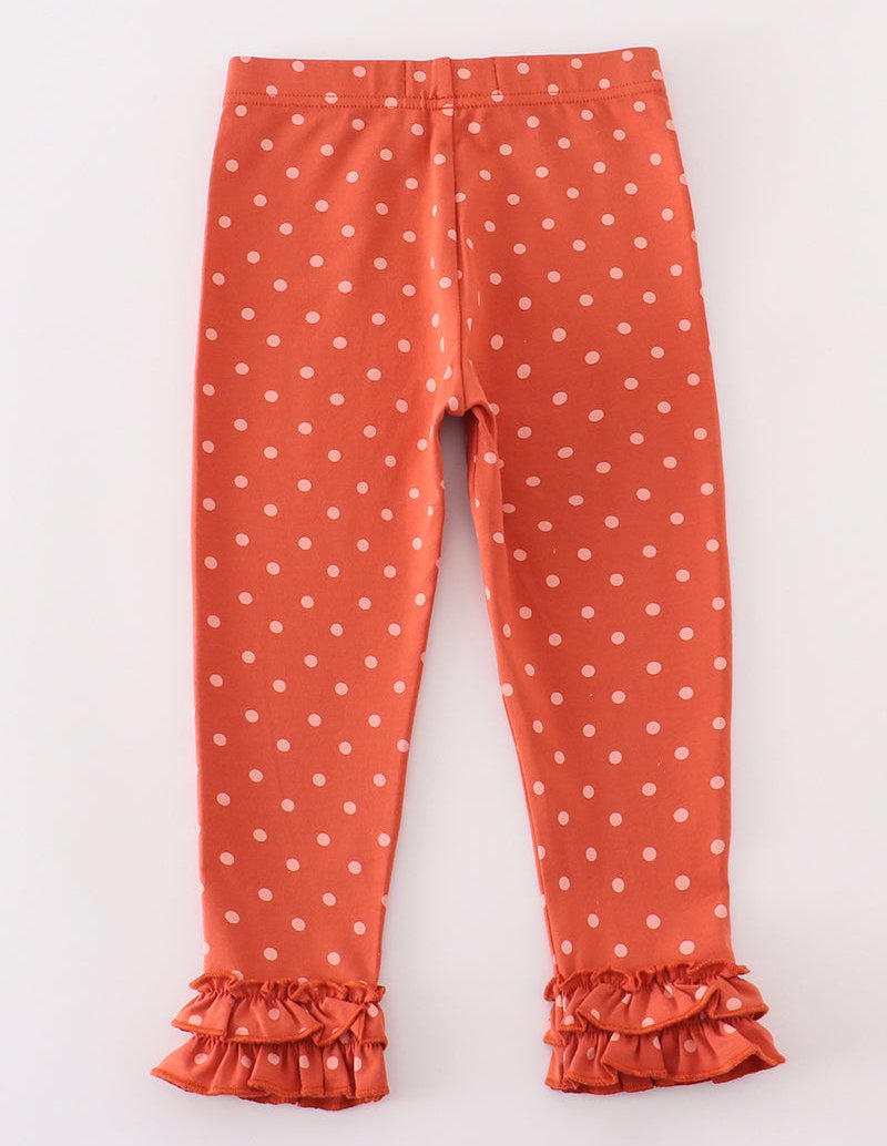 Ziva Rust Polka Dot Ruffle Pants