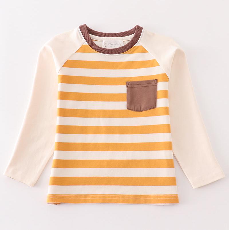 Ryker Brown Stripe Pocket Boy Top