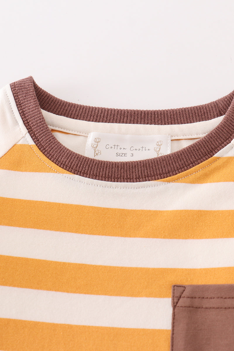 Ryker Brown Stripe Pocket Boy Top