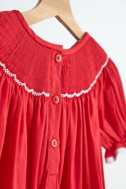 Red Peppermint Hand Smocked Dress