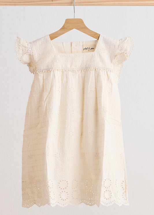 Lace Flutter Sleeve White Dress