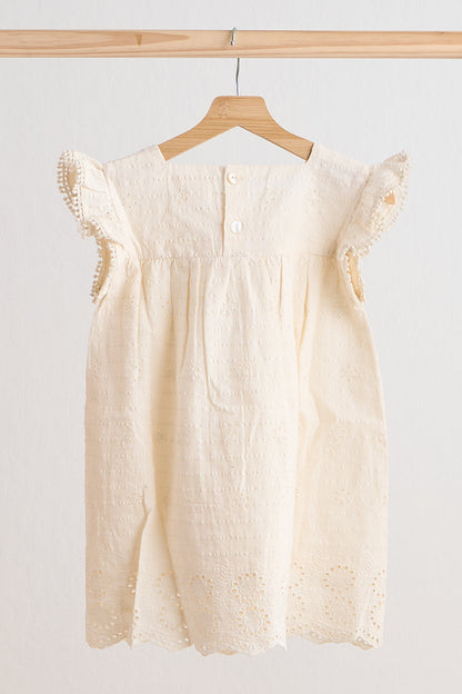 Lace Flutter Sleeve White Dress