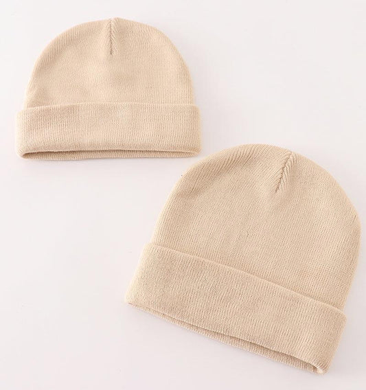 Ribbed Basic Knit Beanie - Beige