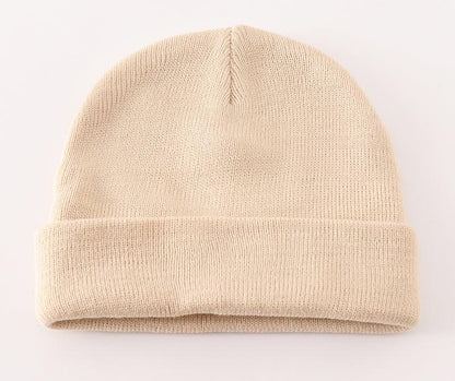 Ribbed Basic Knit Beanie - Beige