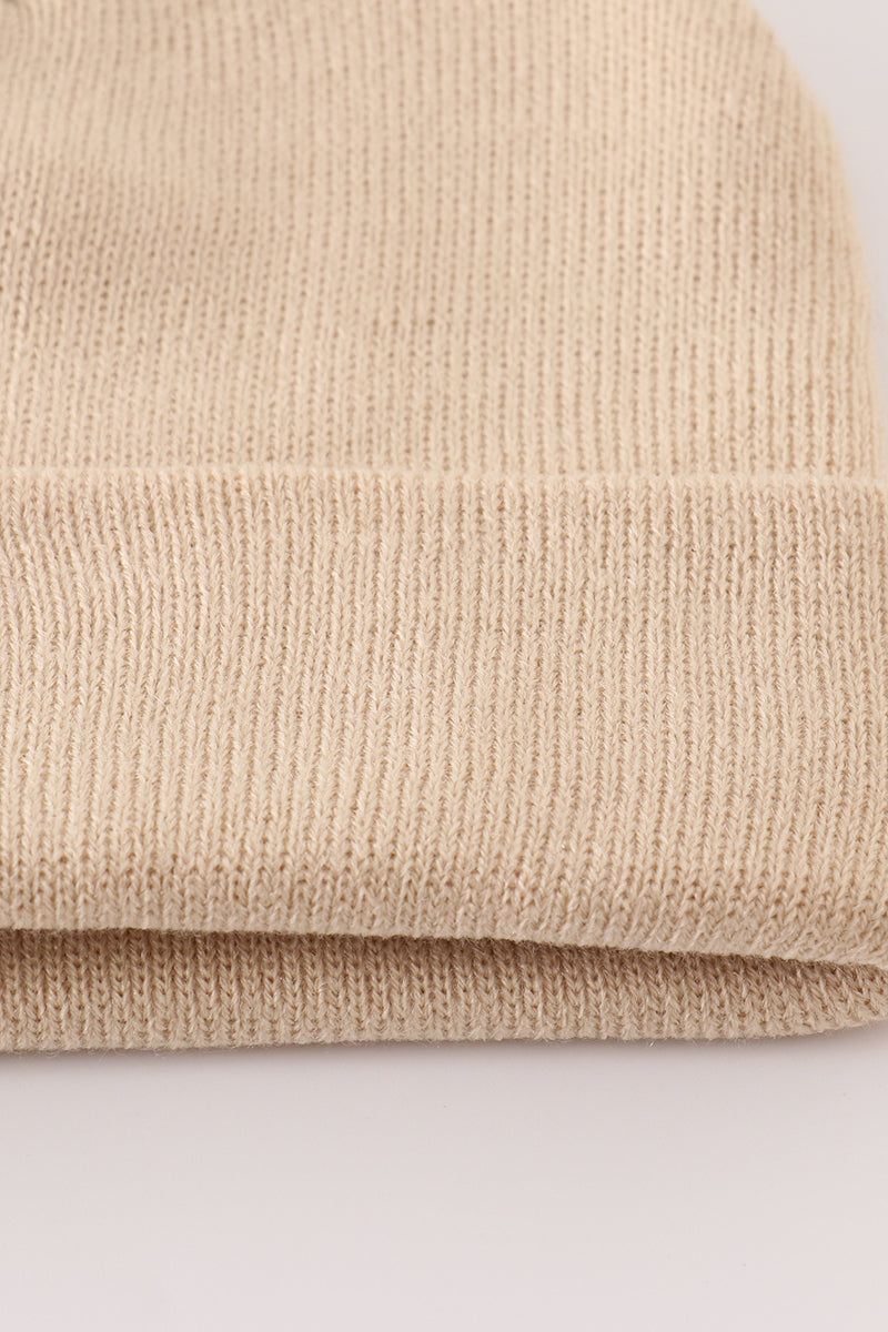 Ribbed Basic Knit Beanie - Beige