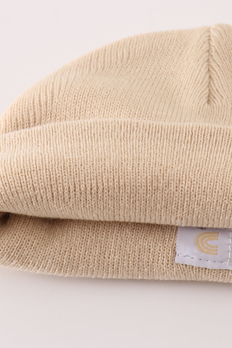 Ribbed Basic Knit Beanie - Beige