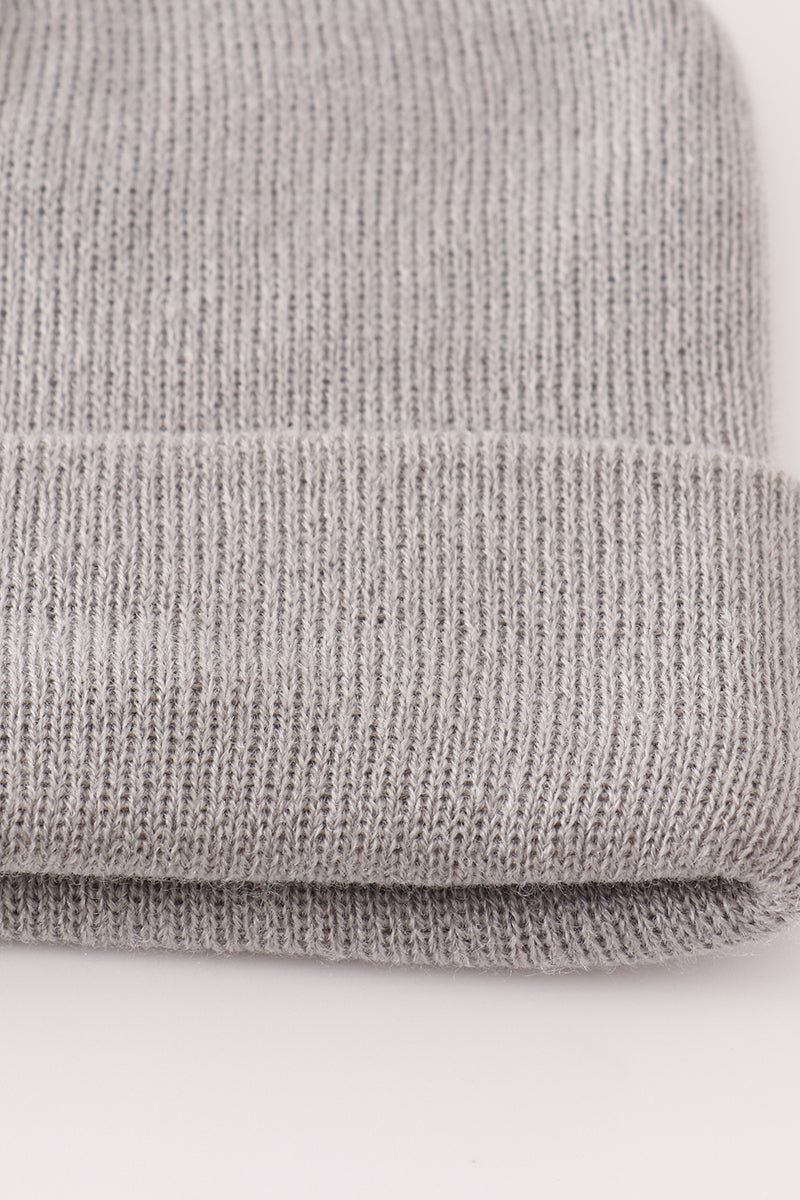 Ribbed Basic Knit Beanie - Gray