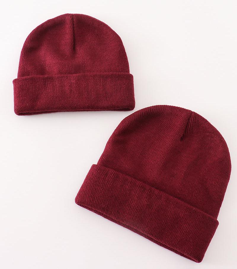 Ribbed Basic Knit Beanie - Burgundy