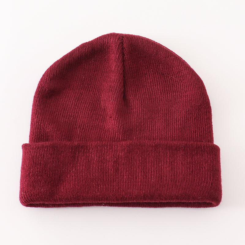 Ribbed Basic Knit Beanie - Burgundy