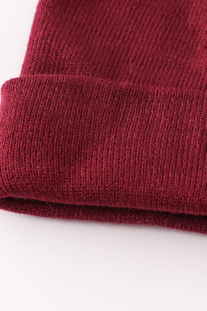 Ribbed Basic Knit Beanie - Burgundy