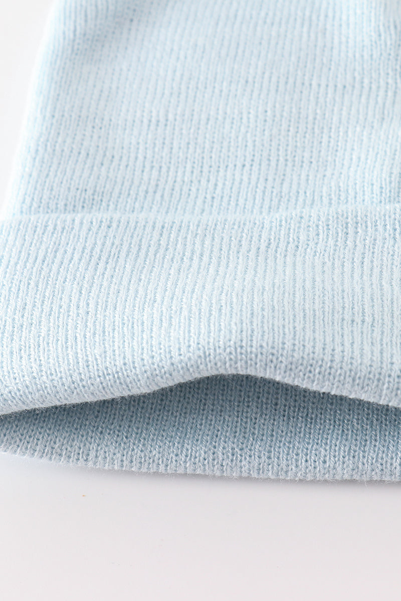 Ribbed Basic Knit Beanie - Blue