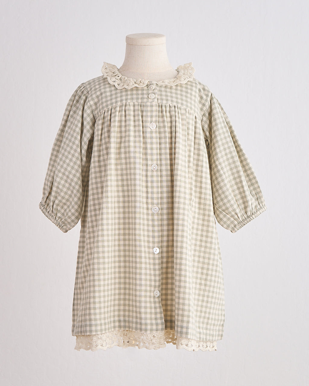 Austin Green Gingham Flannel Lace Dress