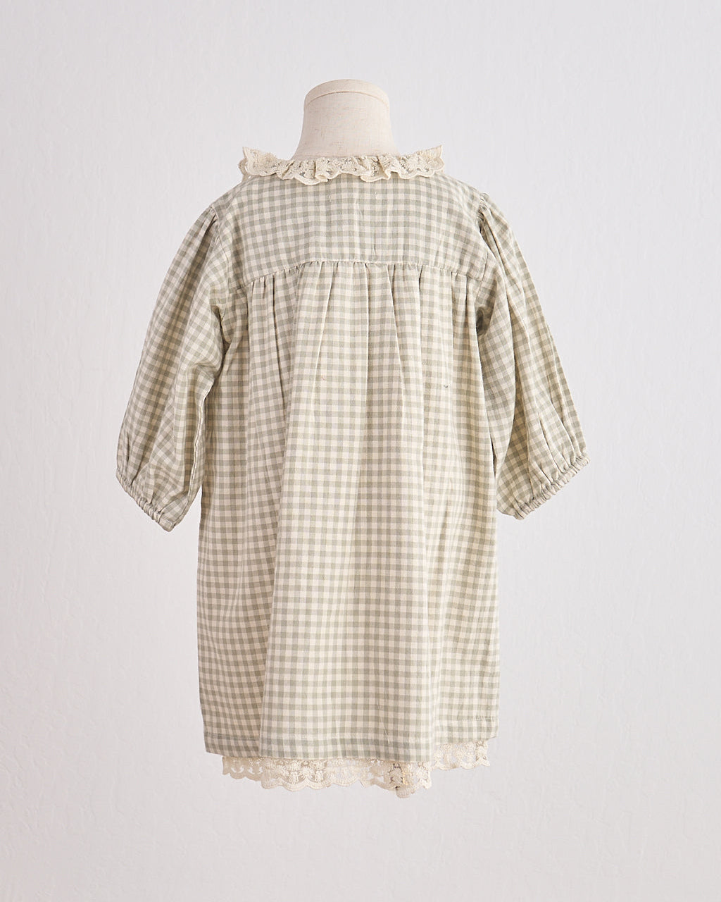 Austin Green Gingham Flannel Lace Dress