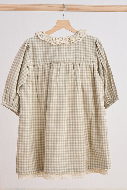 Austin Green Gingham Flannel Lace Dress