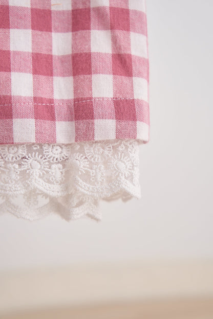 Austin Pink Gingham Flannel Lace Dress