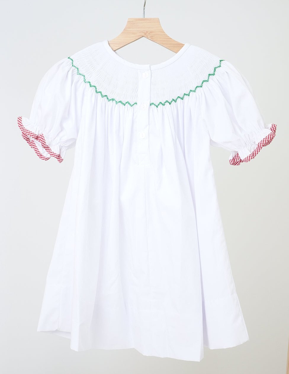 White Christmas Tree Hand Smocked Dress