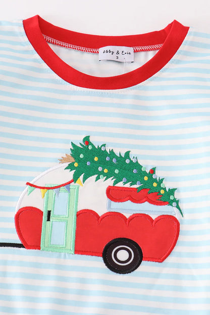 Christmas Camper Applique Boy Pants Set