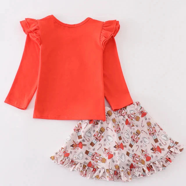 Red Nutcracker Girl Skirt Set