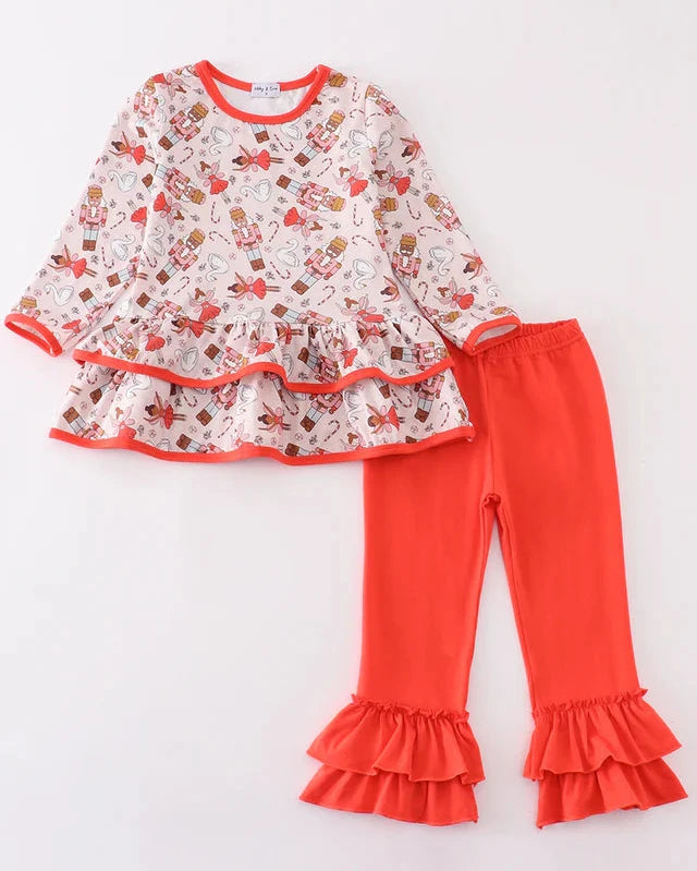 Red Nutcracker Girl Pants Set