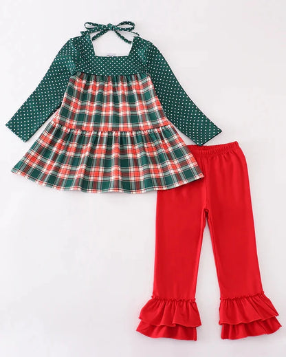 Forest Red Plaid Girl Set