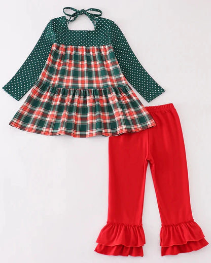 Forest Red Plaid Girl Set