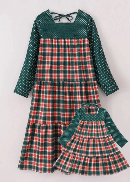 Forest Red Plaid Mom+Me Dress