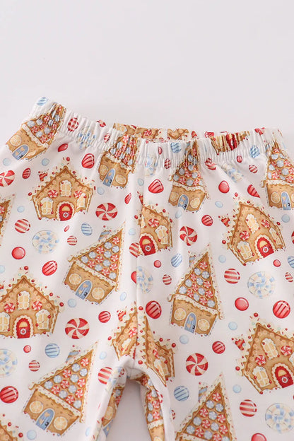 Gingerbread House Print Boy Pajamas Set