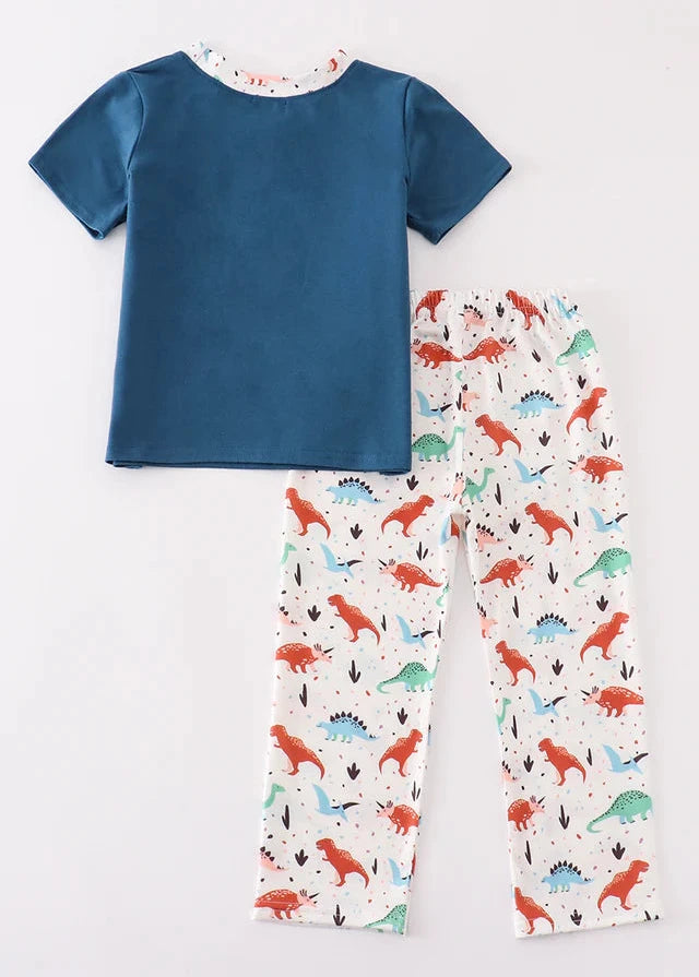 DinoRoar Print Navy Boy Pants Set