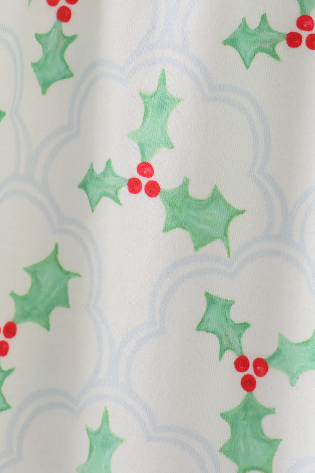 Christmas Holly Print Green Men’s Pajama Pants