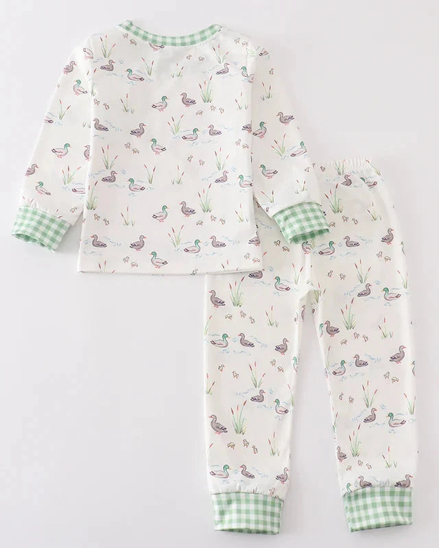 Sage Duck Print Boy Pajamas Set