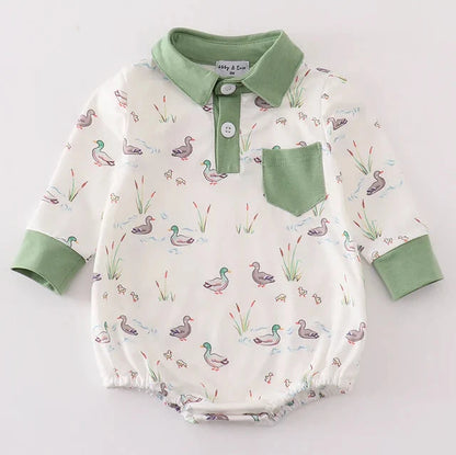 Sage Duck Print Boy Bubble